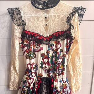 Spirit Halloween Day of Death Catrina Red /Black Lace Dress size Large